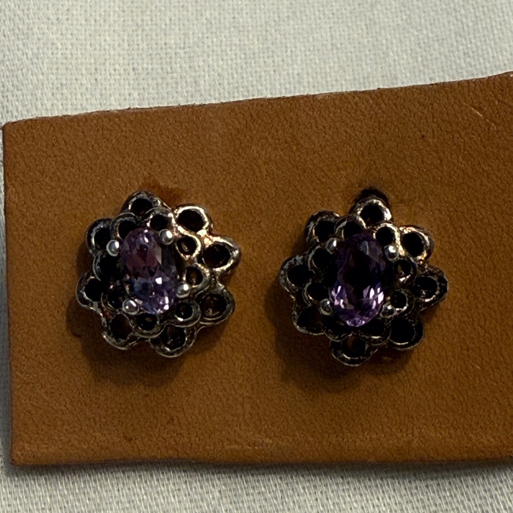 Elegant Amethyst Floral Earrings